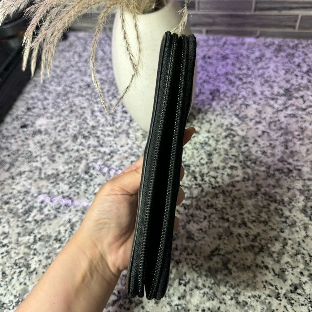 Prada | Black Zip Around Wallet Saffiano Leather Long